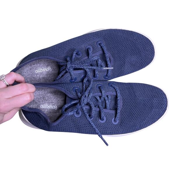 Allbirds Tree Runners Navy Marine Blue Lace-Up Knit Running Shoes Men's 12 - Picture 3 of 7